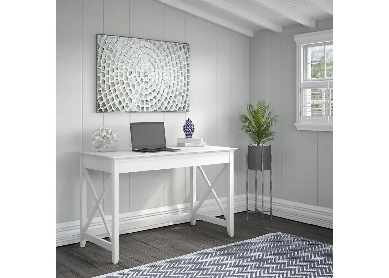 Key West White 48" Writing Desk - Bush Furniture