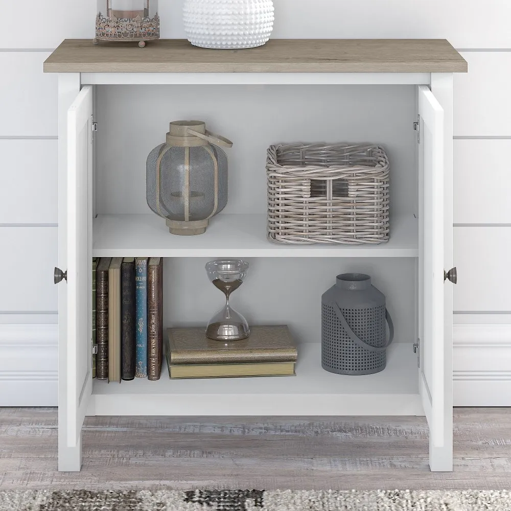 Mayfield White 2-Door Low Storage - Bush Furniture