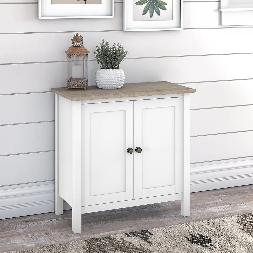 Mayfield White 2-Door Low Storage - Bush Furniture