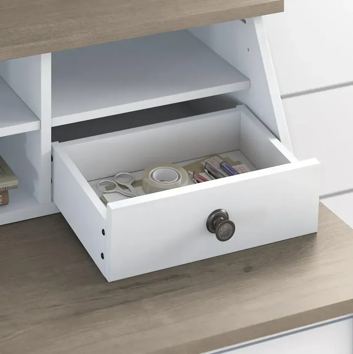 Mayfield White and Gray Desktop Organizer - Bush Furniture