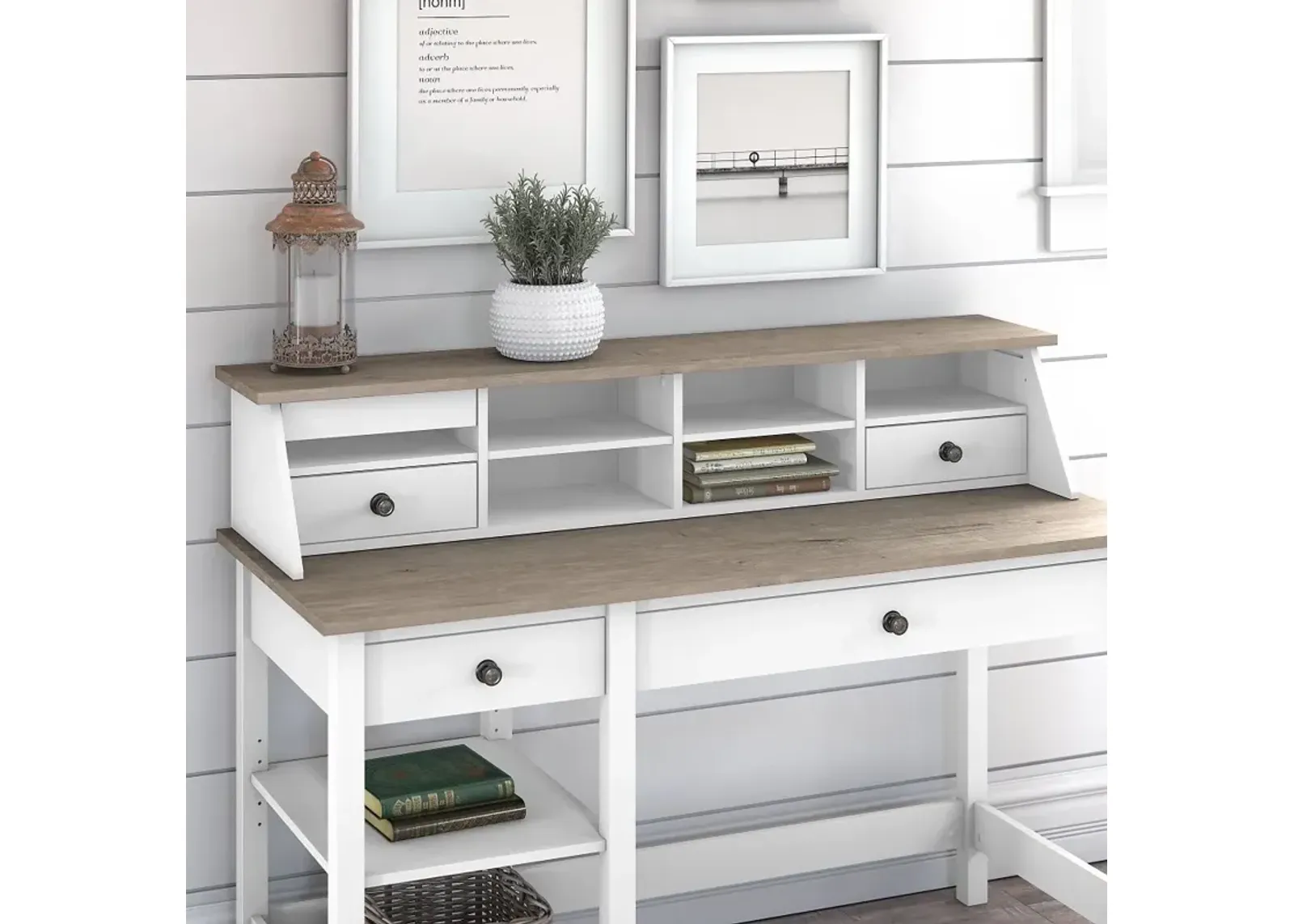 Mayfield White and Gray Desktop Organizer - Bush Furniture