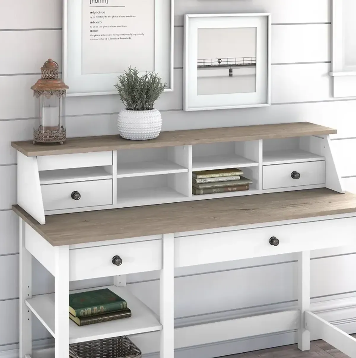 Mayfield White and Gray Desktop Organizer - Bush Furniture