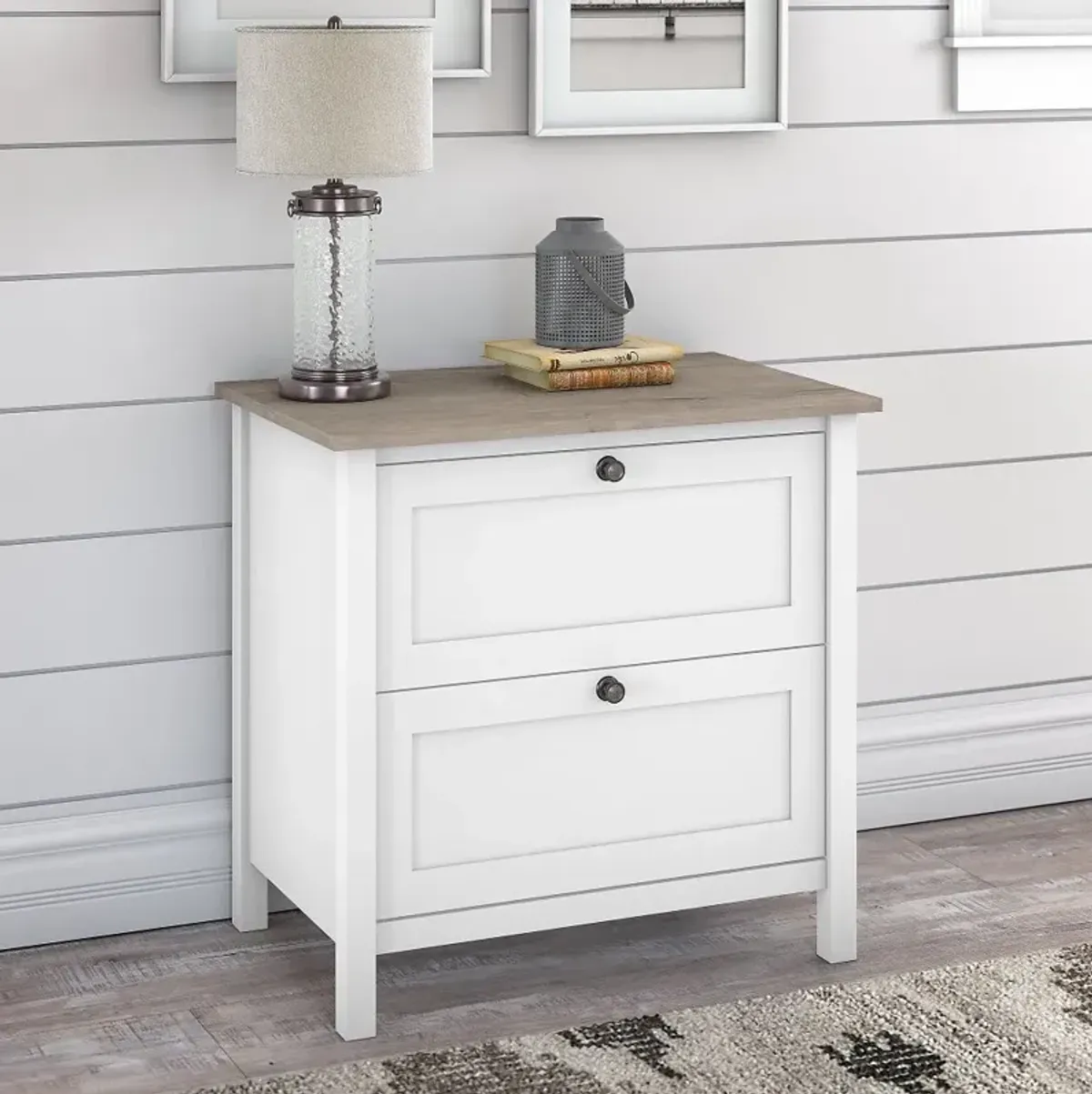 White and Gray Lateral File - Bush Furniture