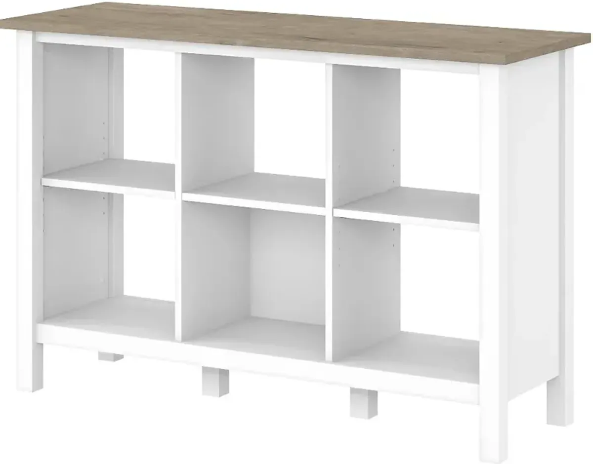 White and Gray 6-Cube Bookcase - Bush Furniture