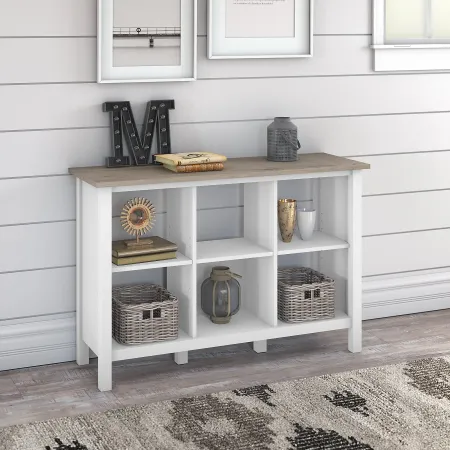White and Gray 6-Cube Bookcase - Bush Furniture
