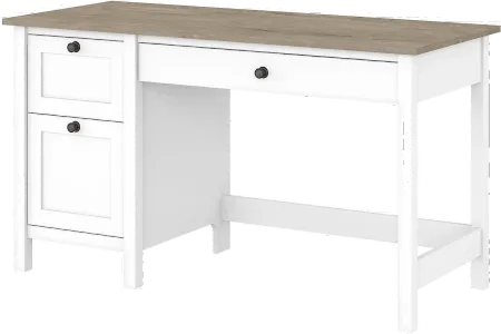 Gray Single Pedestal Desk - Bush Furniture