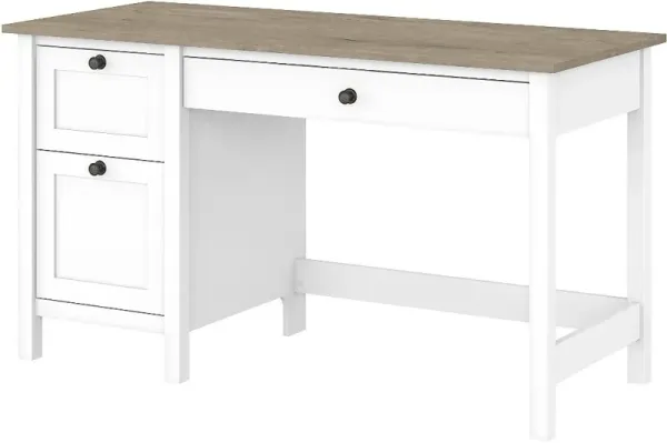 Gray Single Pedestal Desk - Bush Furniture