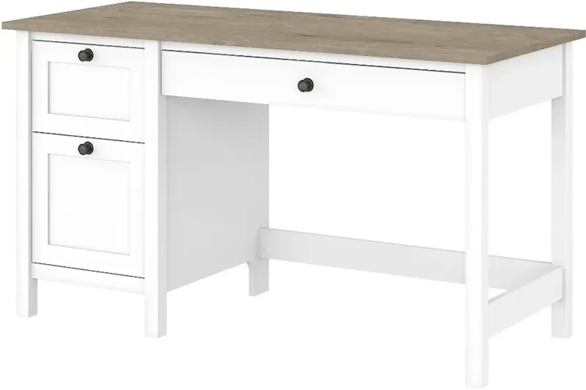 Gray Single Pedestal Desk - Bush Furniture