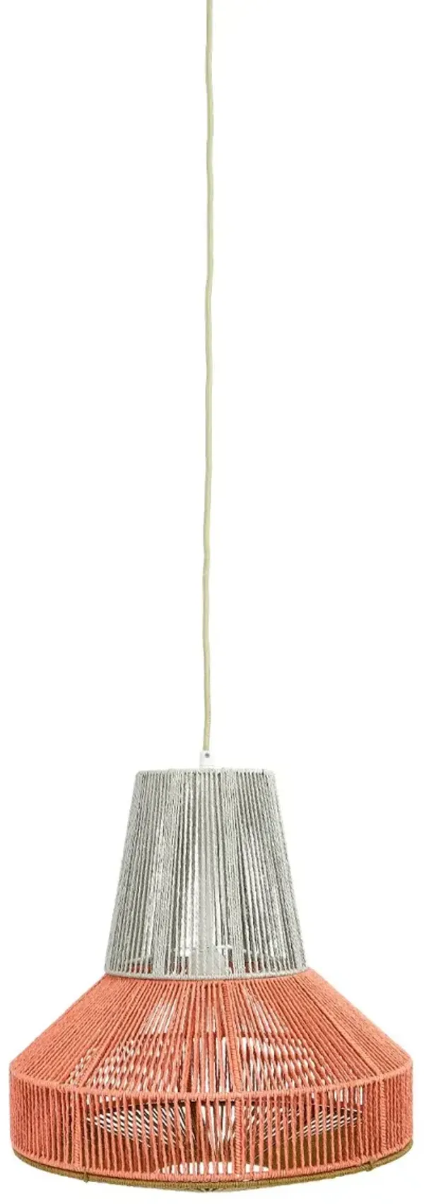 Gray and Salmon Two Tone Cotton String Pendant Lamp