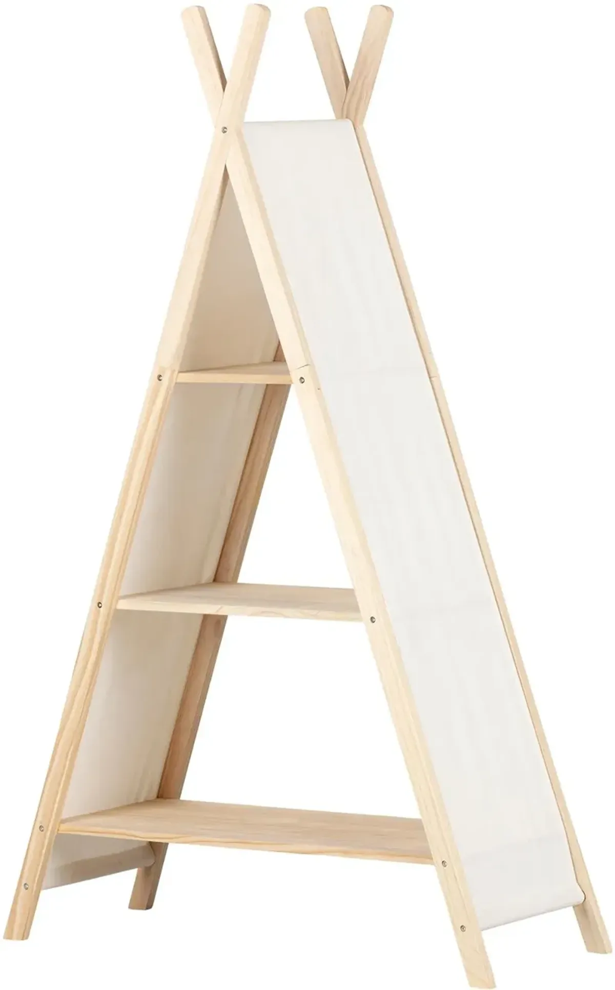 Sweedi Natural White Cotton and Pine Teepee Shelving Unit - South...