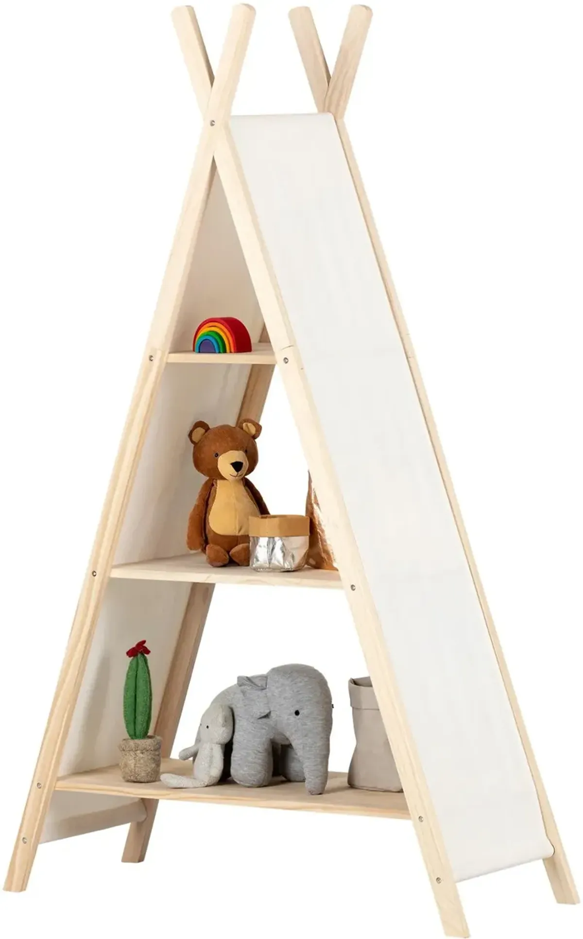 Sweedi Natural White Cotton and Pine Teepee Shelving Unit - South...