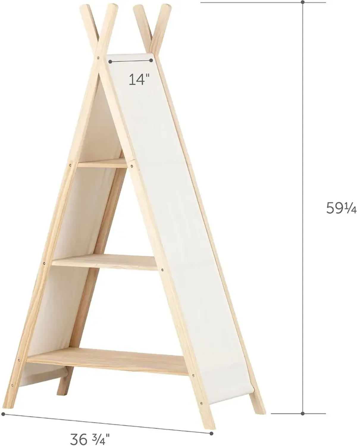 Sweedi Natural White Cotton and Pine Teepee Shelving Unit - South...