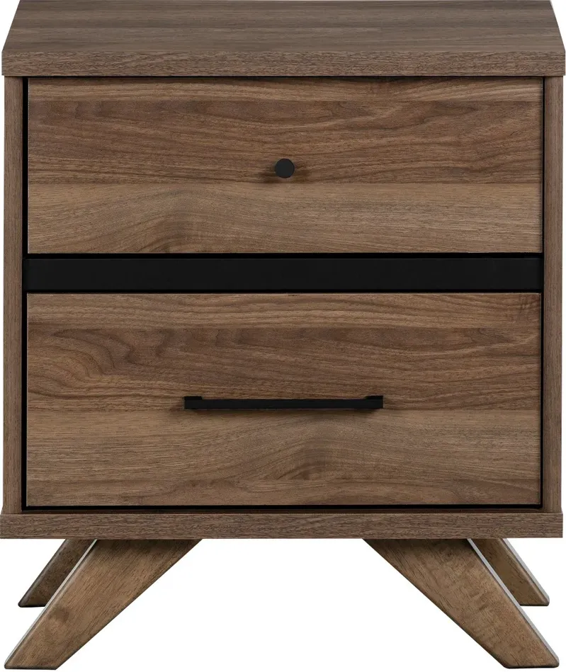 Modern Walnut Brown Nightstand - South Shore