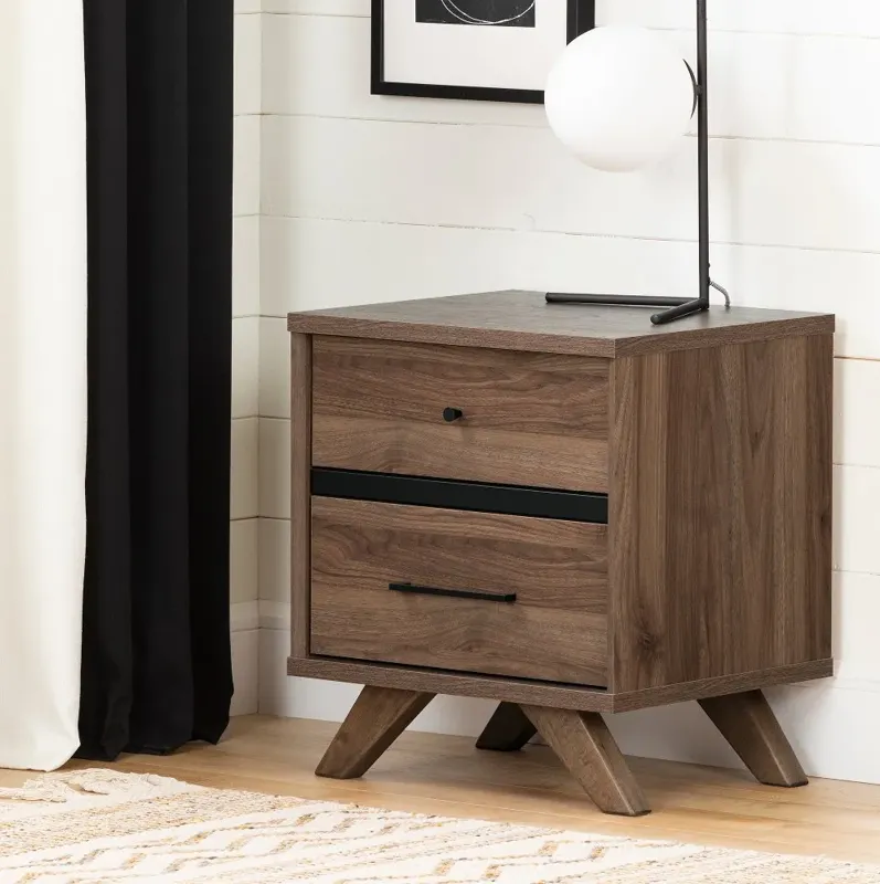 Modern Walnut Brown Nightstand - South Shore