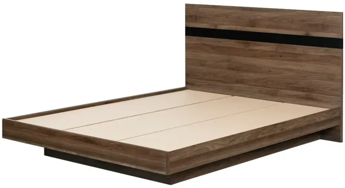 Modern Walnut Brown Queen Platform Bed - South Shore