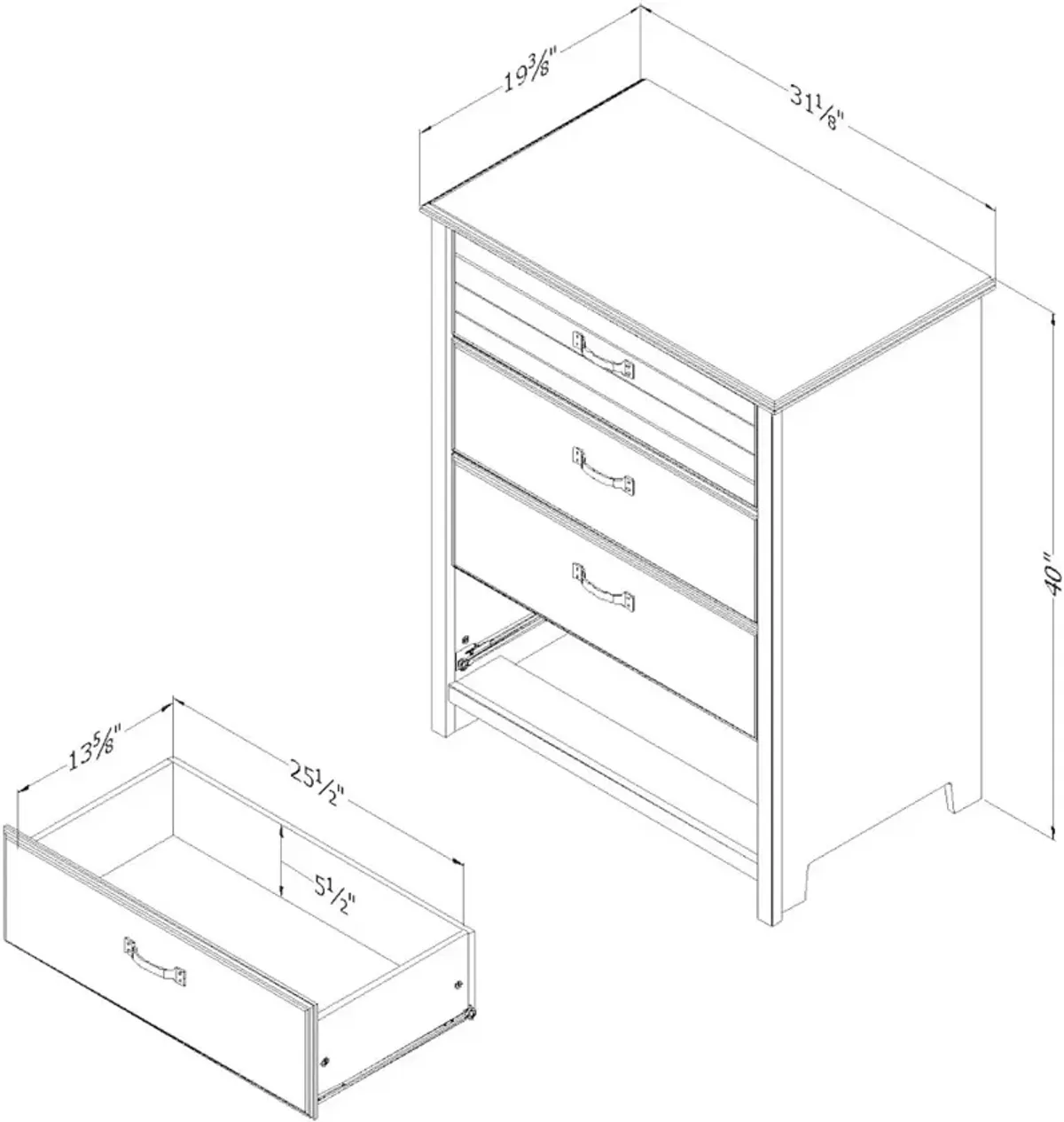 Ulysses Brown Oak 4-Drawer Chest - South Shore