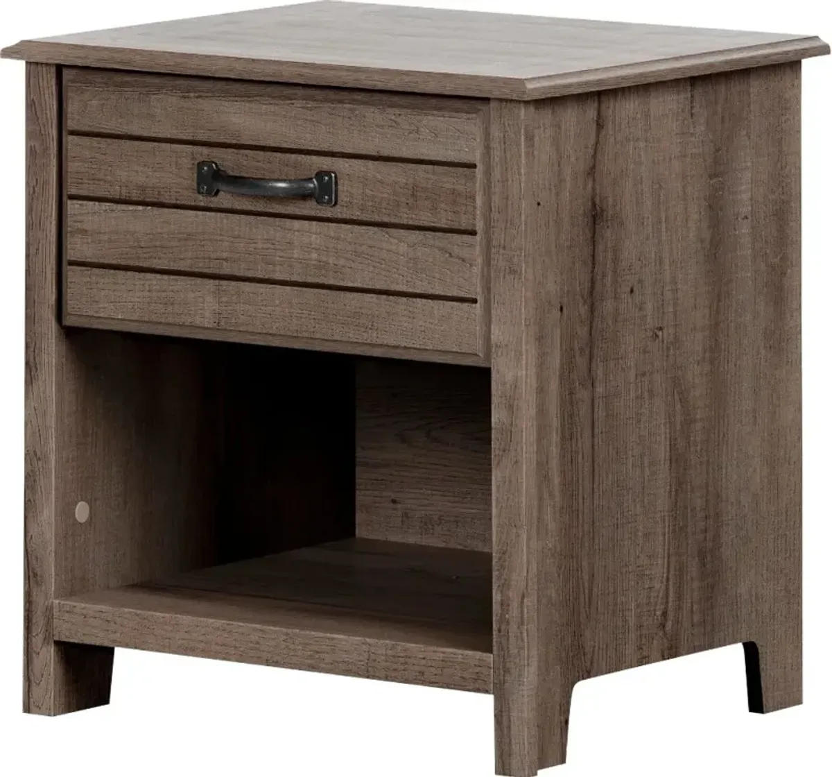 Ulysses Brown Oak 1-Drawer Nightstand - South Shore