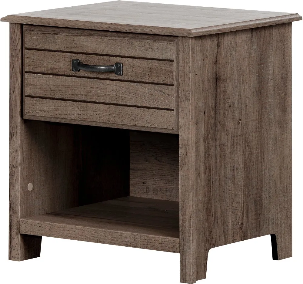 Ulysses Brown Oak 1-Drawer Nightstand - South Shore