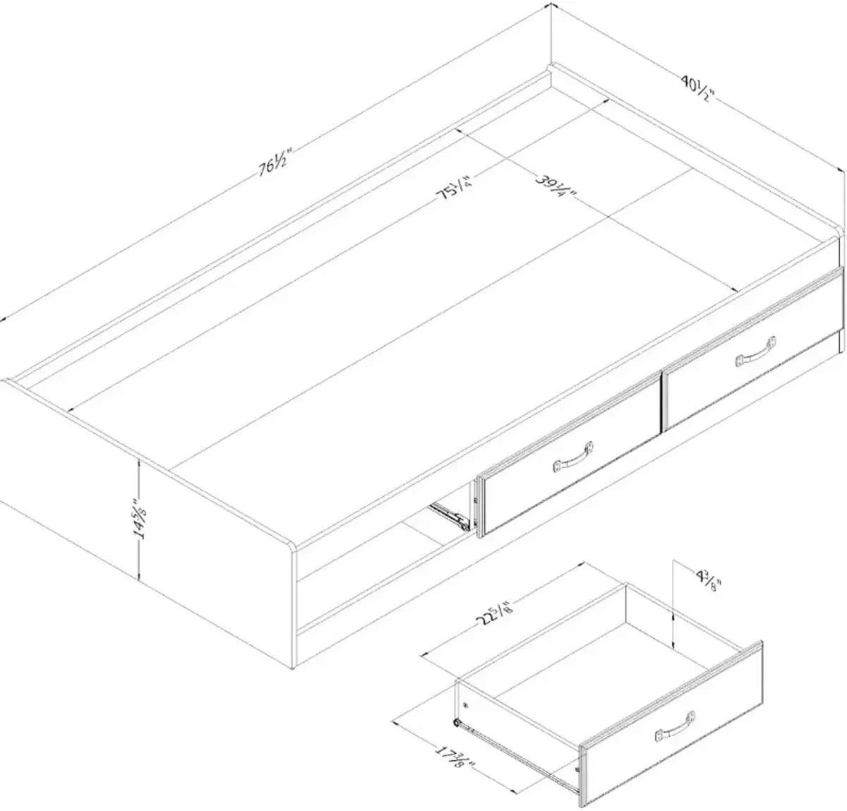 Ulysses Brown Oak Twin 3-Drawer Mates Bed - South Shore