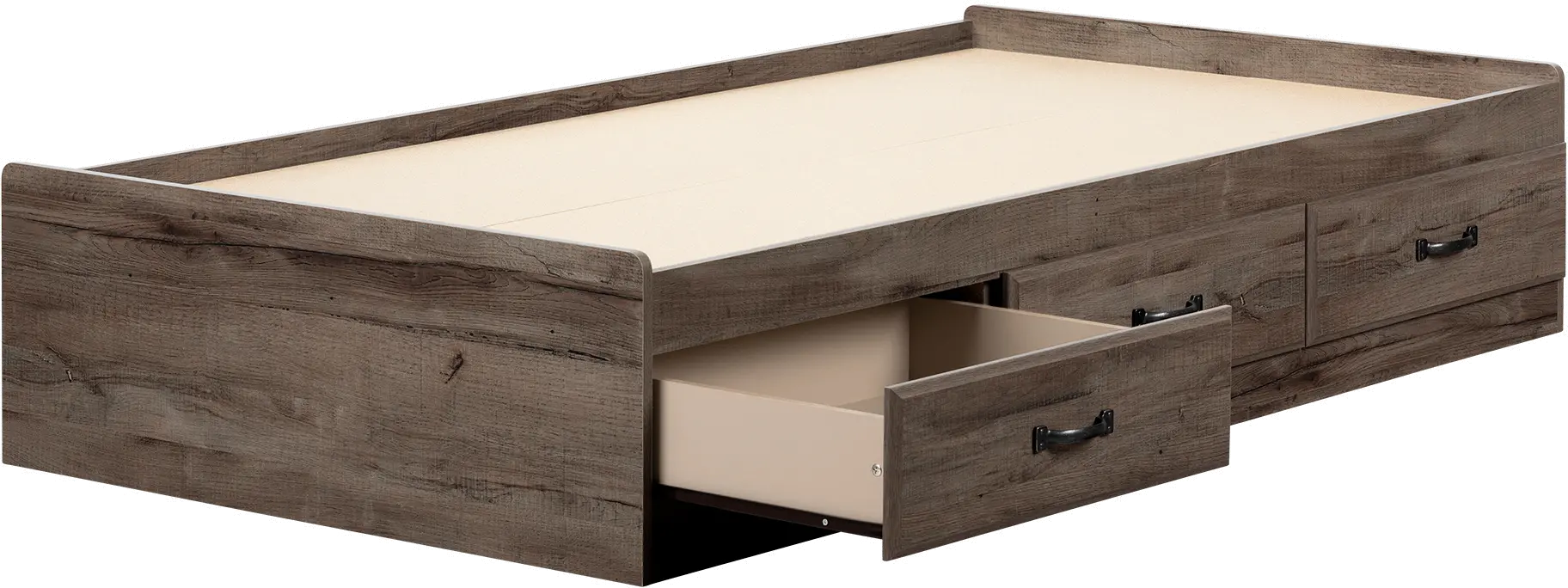 Ulysses Brown Oak Twin 3-Drawer Mates Bed - South Shore