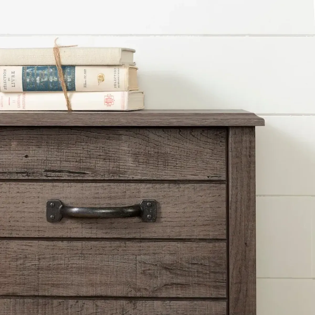 Ulysses Brown Oak Full Bookcase Headboard - South Shore