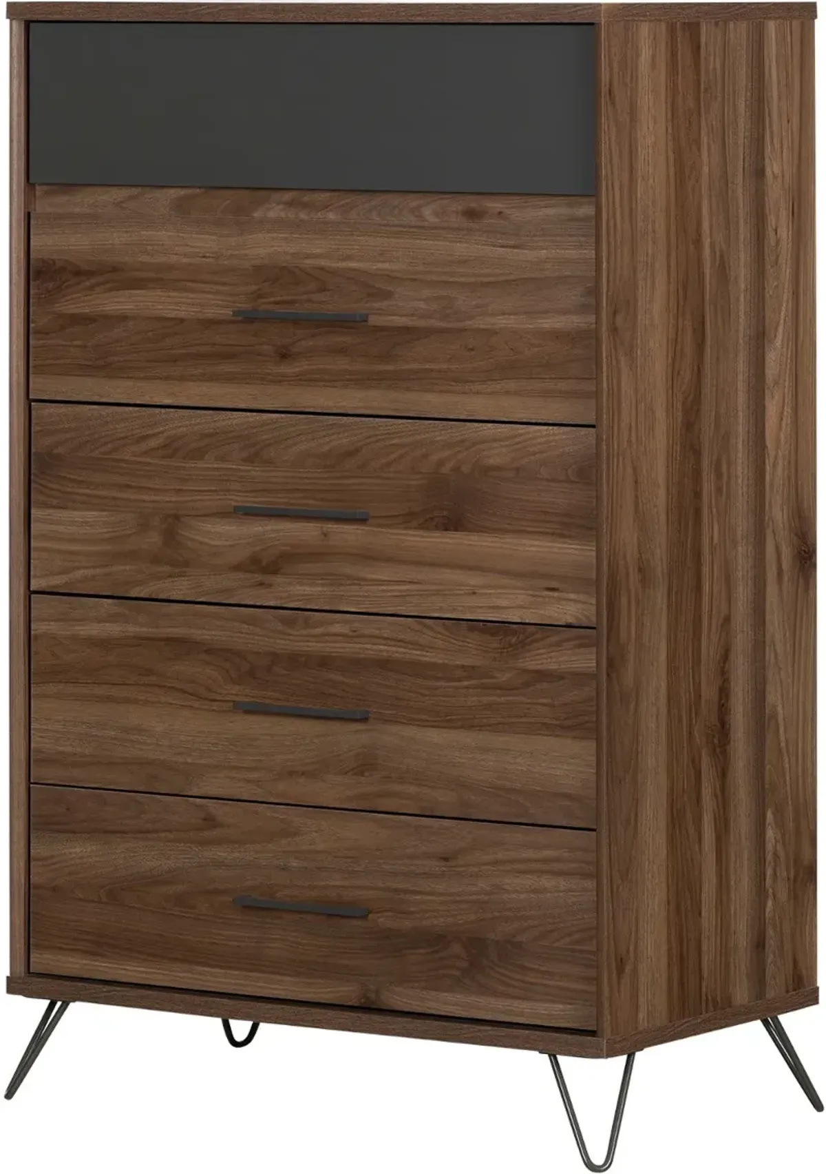 Modern Walnut and Charcoal Chest of Drawers - South Shore