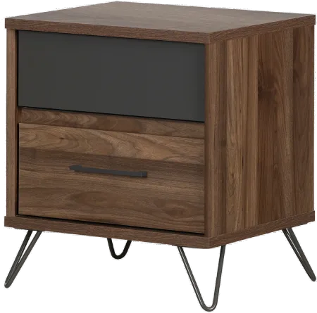 Modern Walnut and Charcoal Nightstand - South Shore