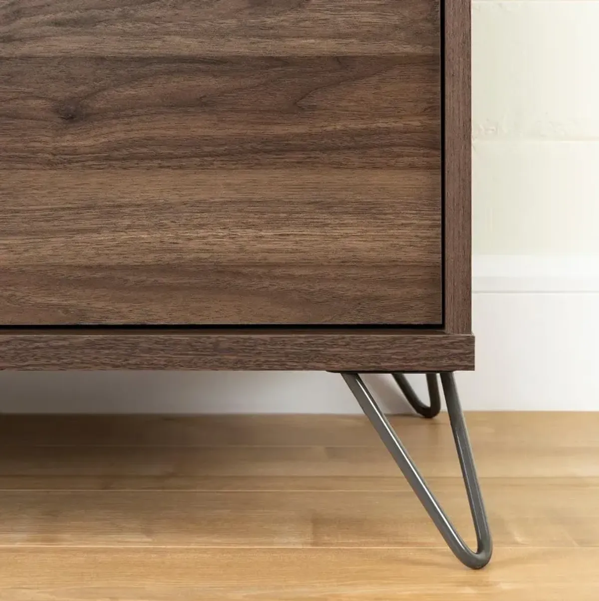 Modern Walnut and Charcoal Nightstand - South Shore