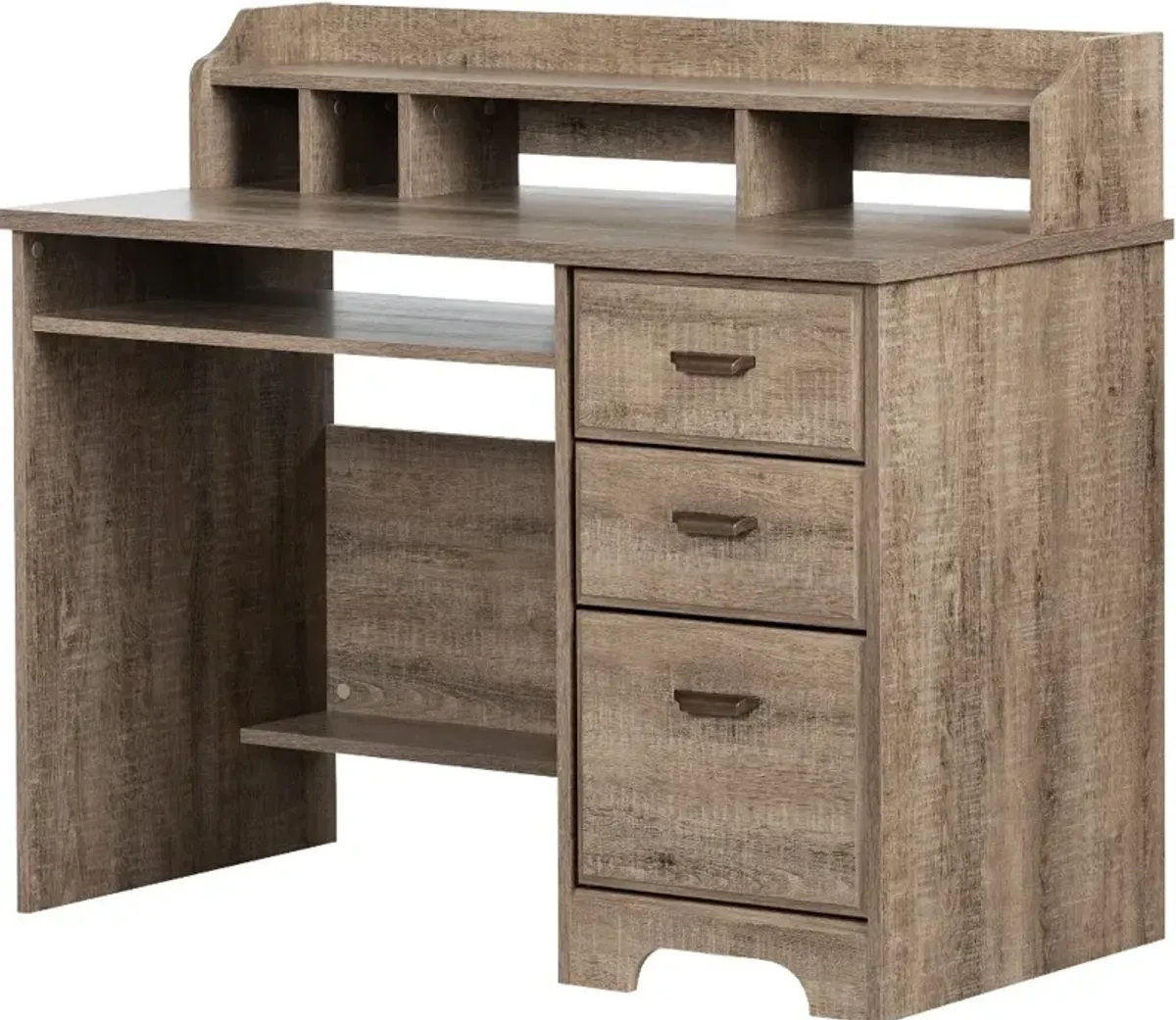 Versa Dark Brown Oak Computer Desk with Hutch - South Shore