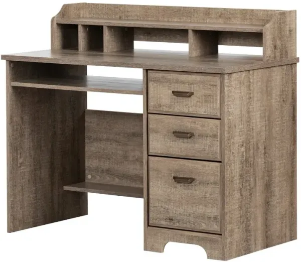 Versa Dark Brown Oak Computer Desk with Hutch