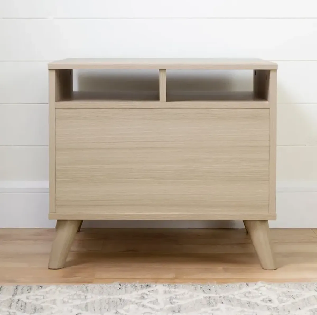 Yodi Modern Soft Elm and White Nightstand - South Shore