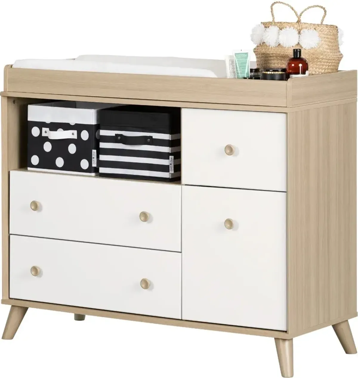 Yodi Modern Soft Elm and White Changing Table - South Shore