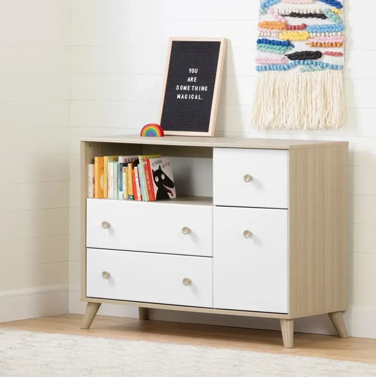 Yodi Modern Soft Elm and White Changing Table - South Shore