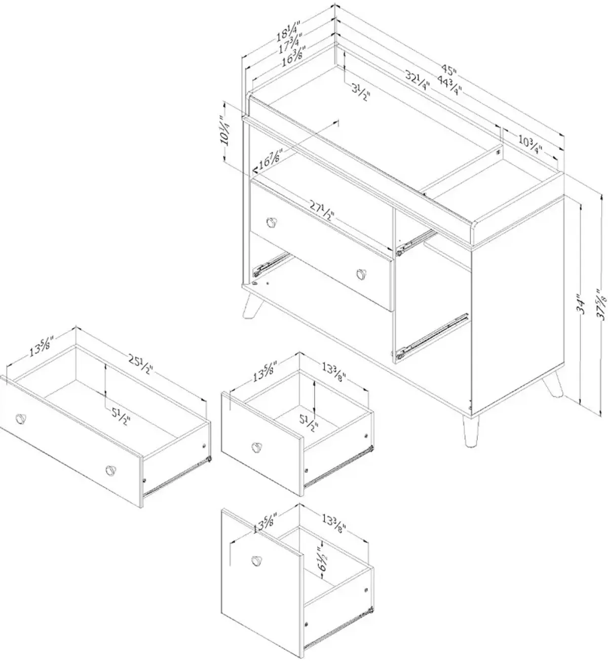 Yodi Modern Soft Elm and White Changing Table - South Shore