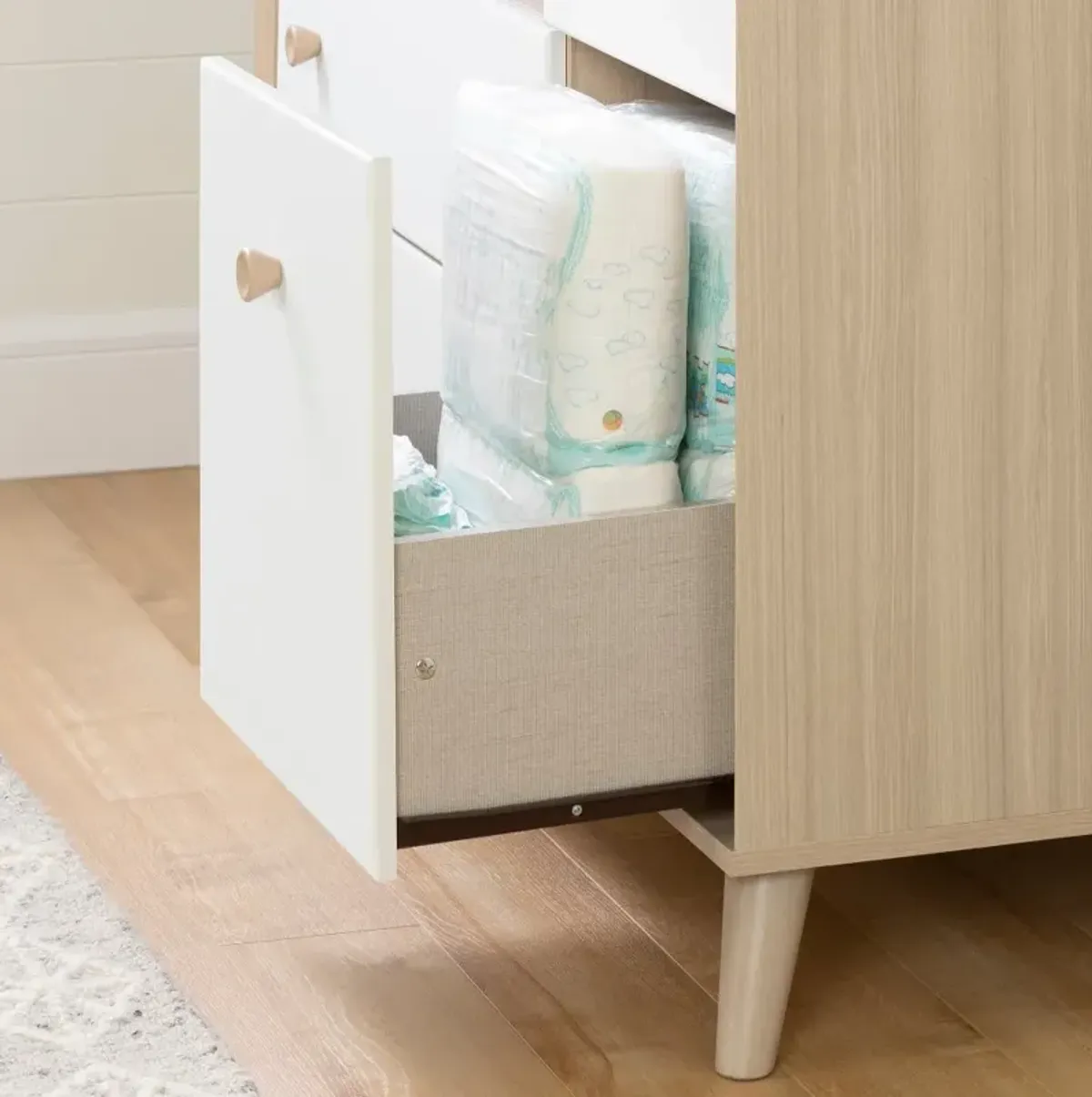 Yodi Modern Soft Elm and White Changing Table - South Shore