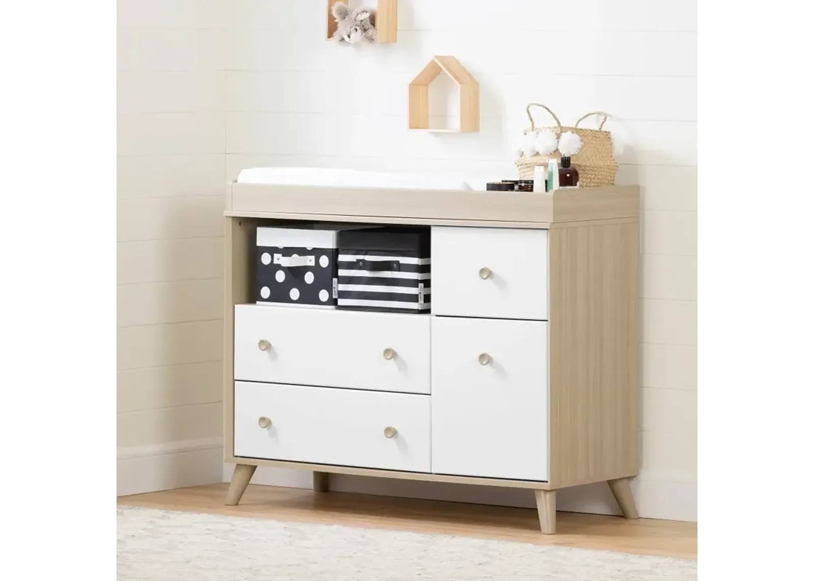 Yodi Modern Soft Elm and White Changing Table - South Shore