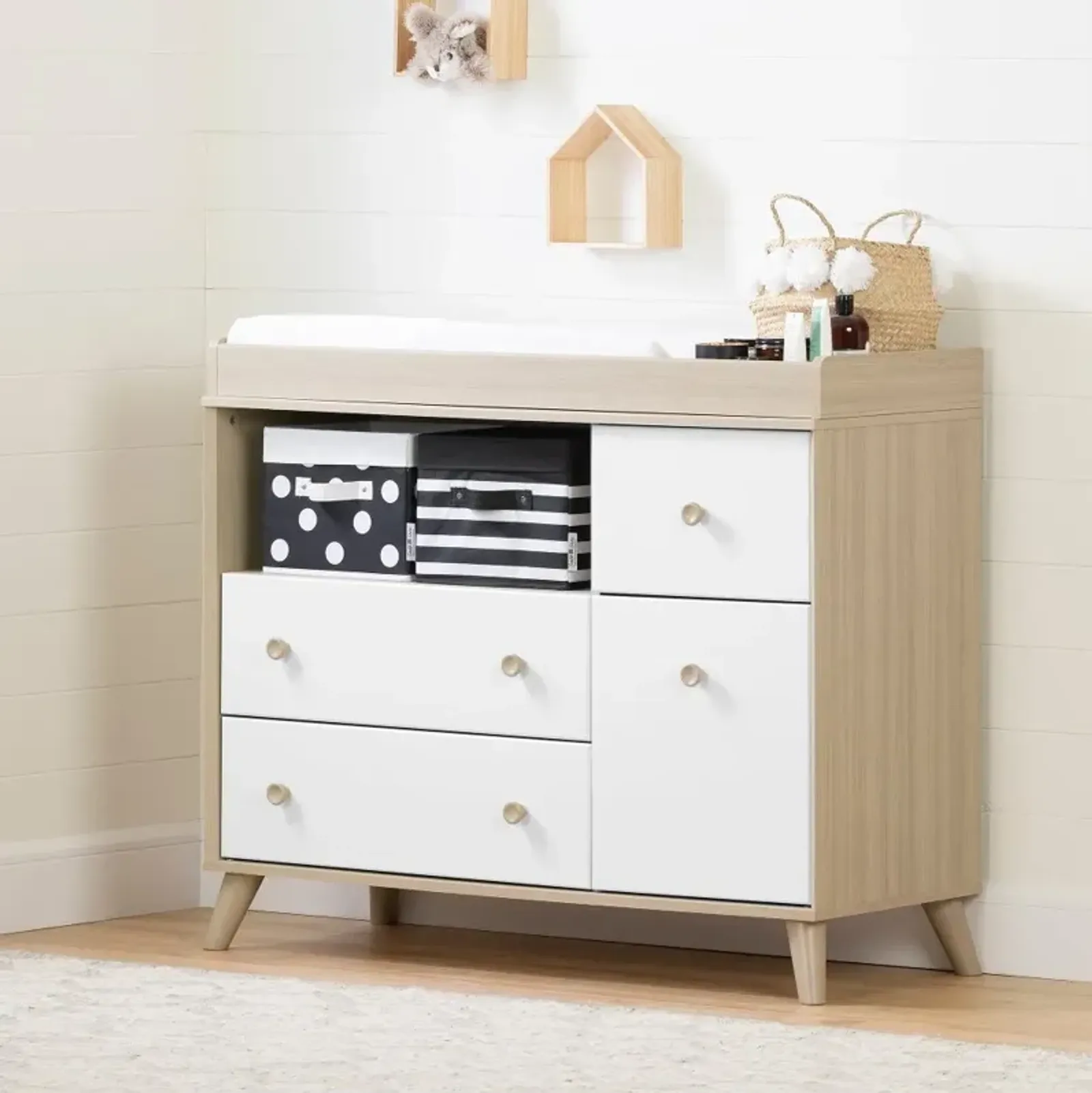 Yodi Modern Soft Elm and White Changing Table - South Shore