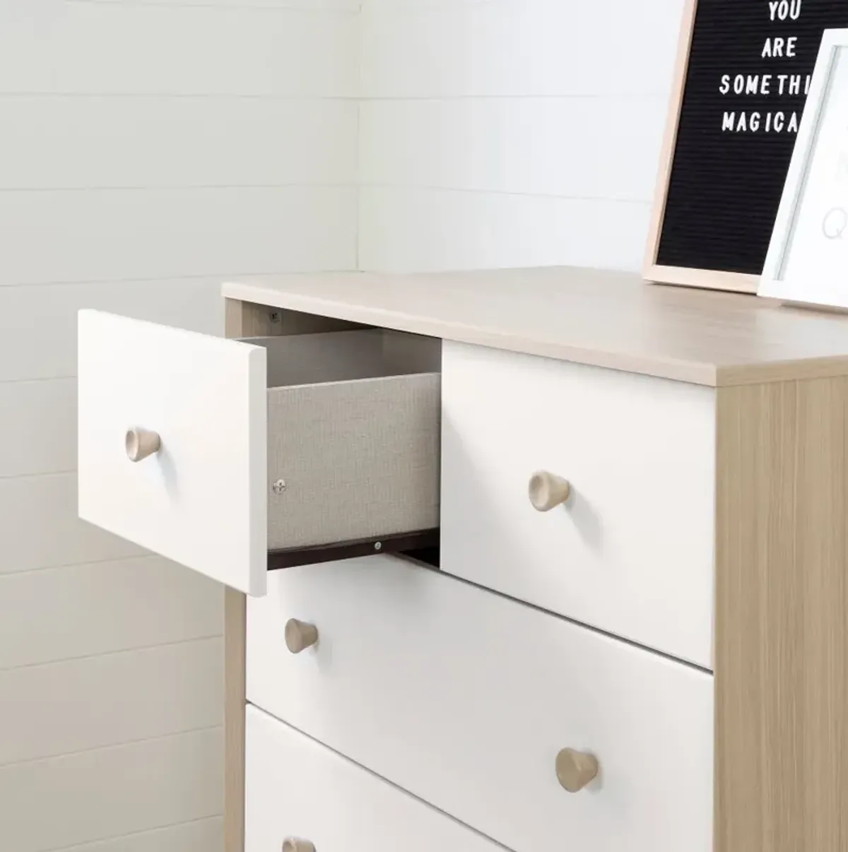 Yodi Modern Soft Elm and White Chest of Drawers - South Shore