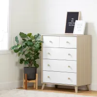 Yodi Modern Soft Elm and White Chest of Drawers - South Shore