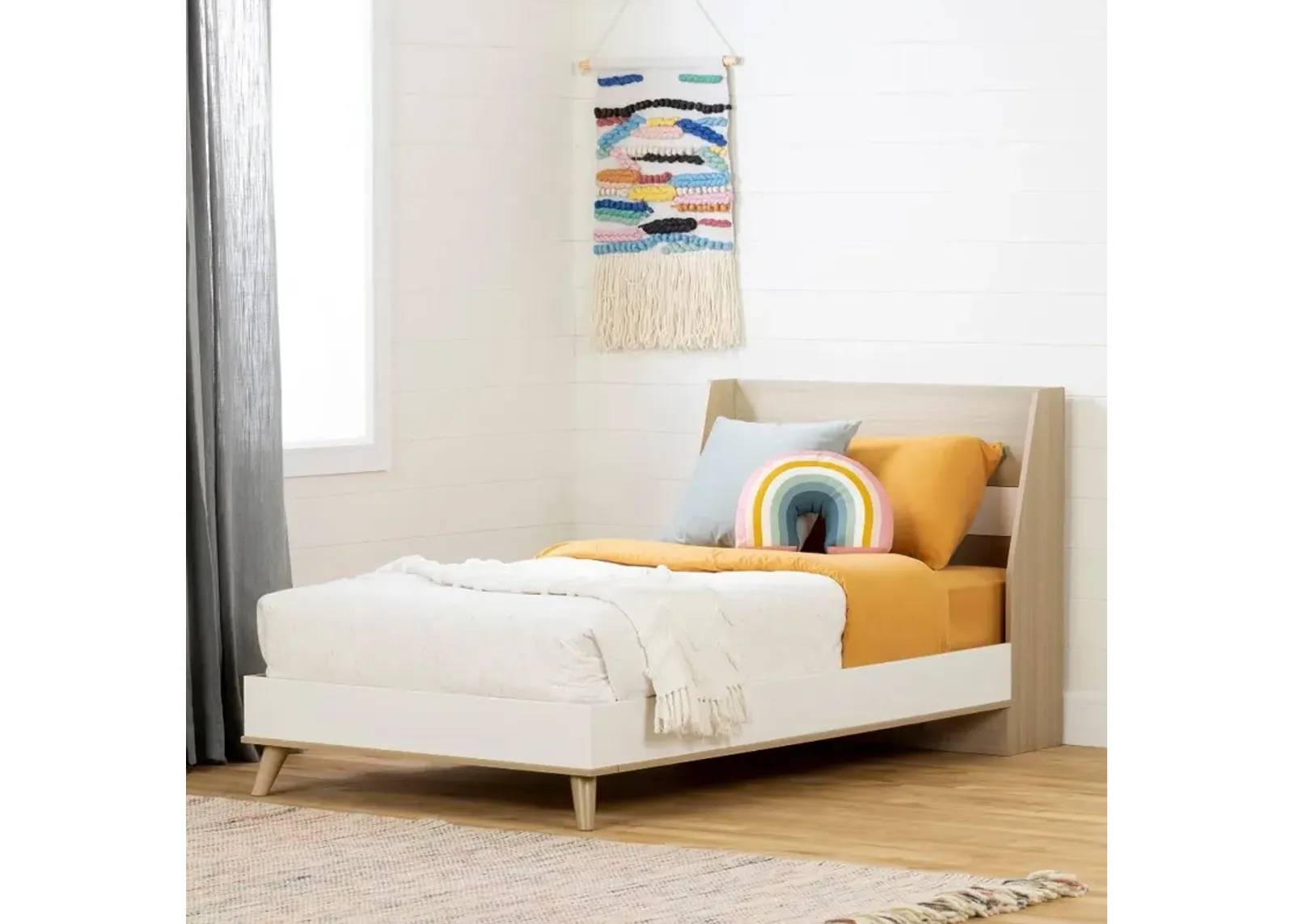 Yodi Modern Soft Elm and White Twin Bed - South Shore