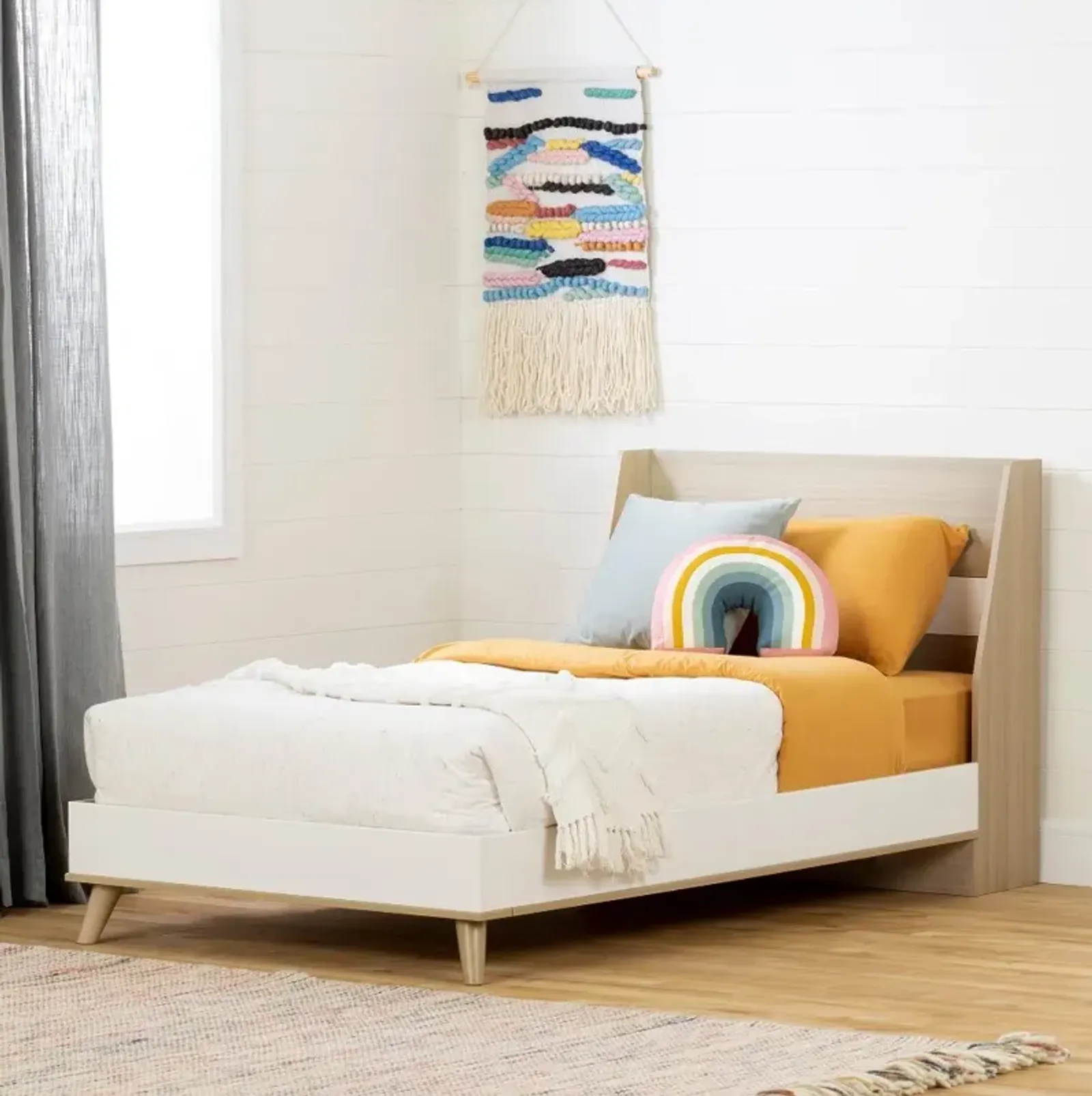 Yodi Modern Soft Elm and White Twin Bed - South Shore