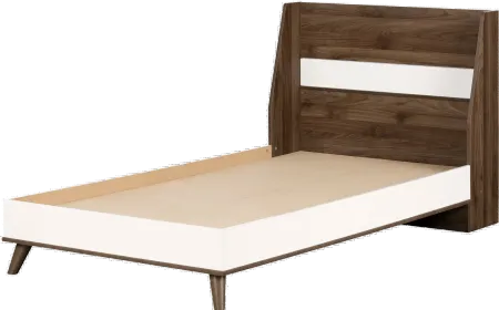 Yodi Modern Walnut Brown and White Twin Bed - South Shore