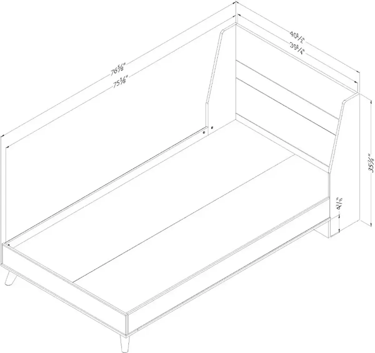 Yodi Modern Walnut Brown and White Twin Bed - South Shore