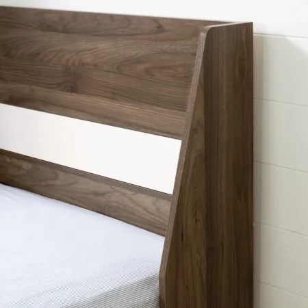 Yodi Modern Walnut Brown and White Full Bed - South Shore