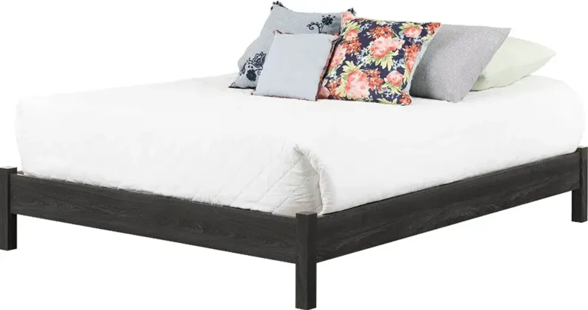 Modern Gray Oak Queen Platform Bed - South Shore