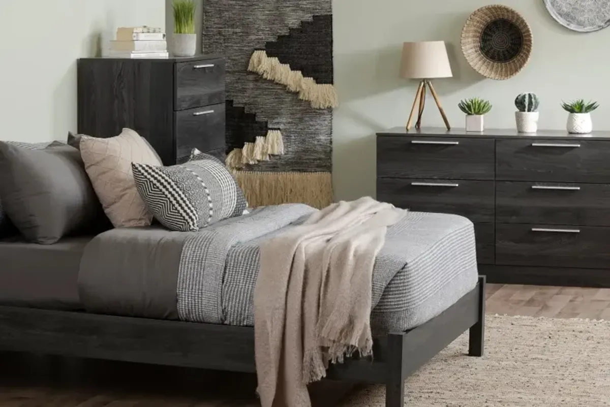 Modern Gray Oak Full Platform Bed - South Shore