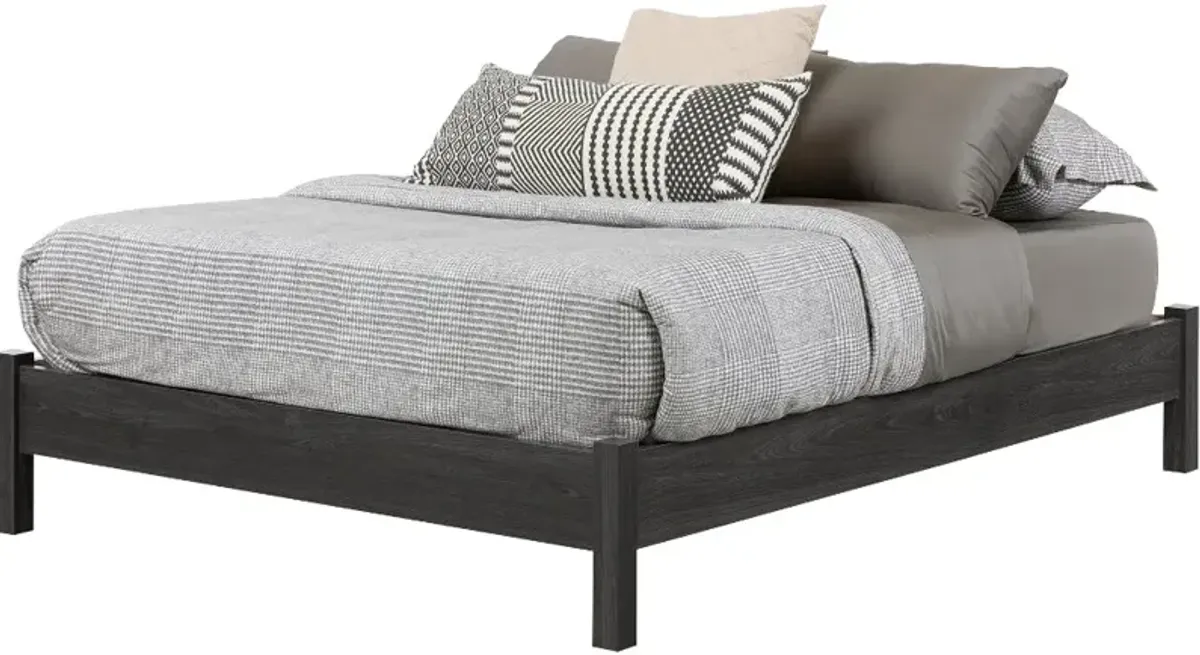 Modern Gray Oak Full Platform Bed - South Shore