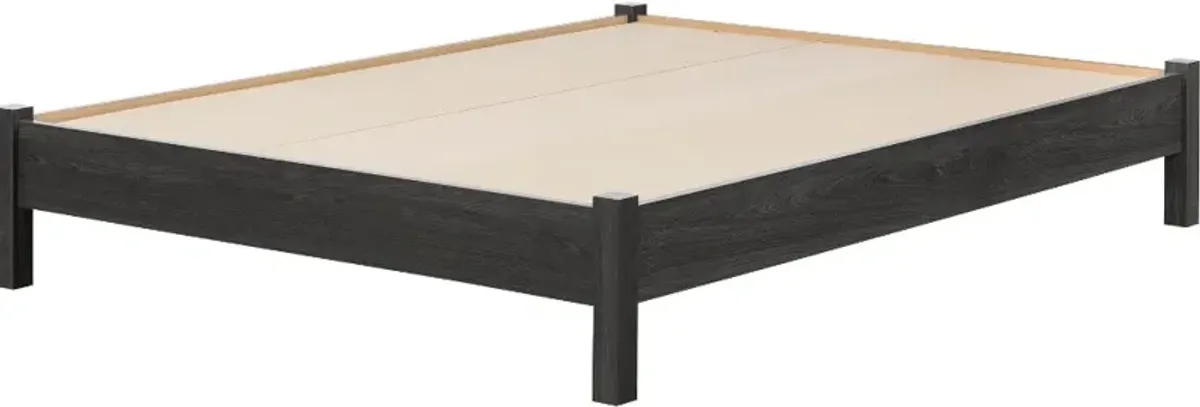 Modern Gray Oak Full Platform Bed - South Shore