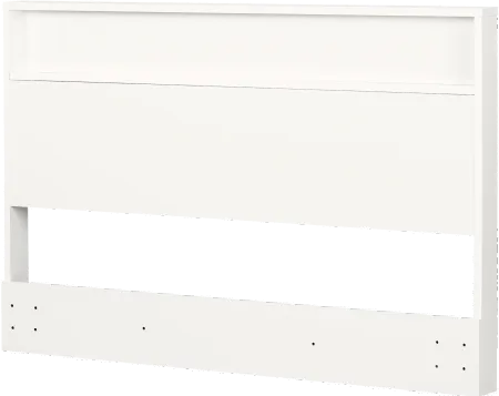Kanagane Contemporary White Queen Headboard with Shelf - South Shore
