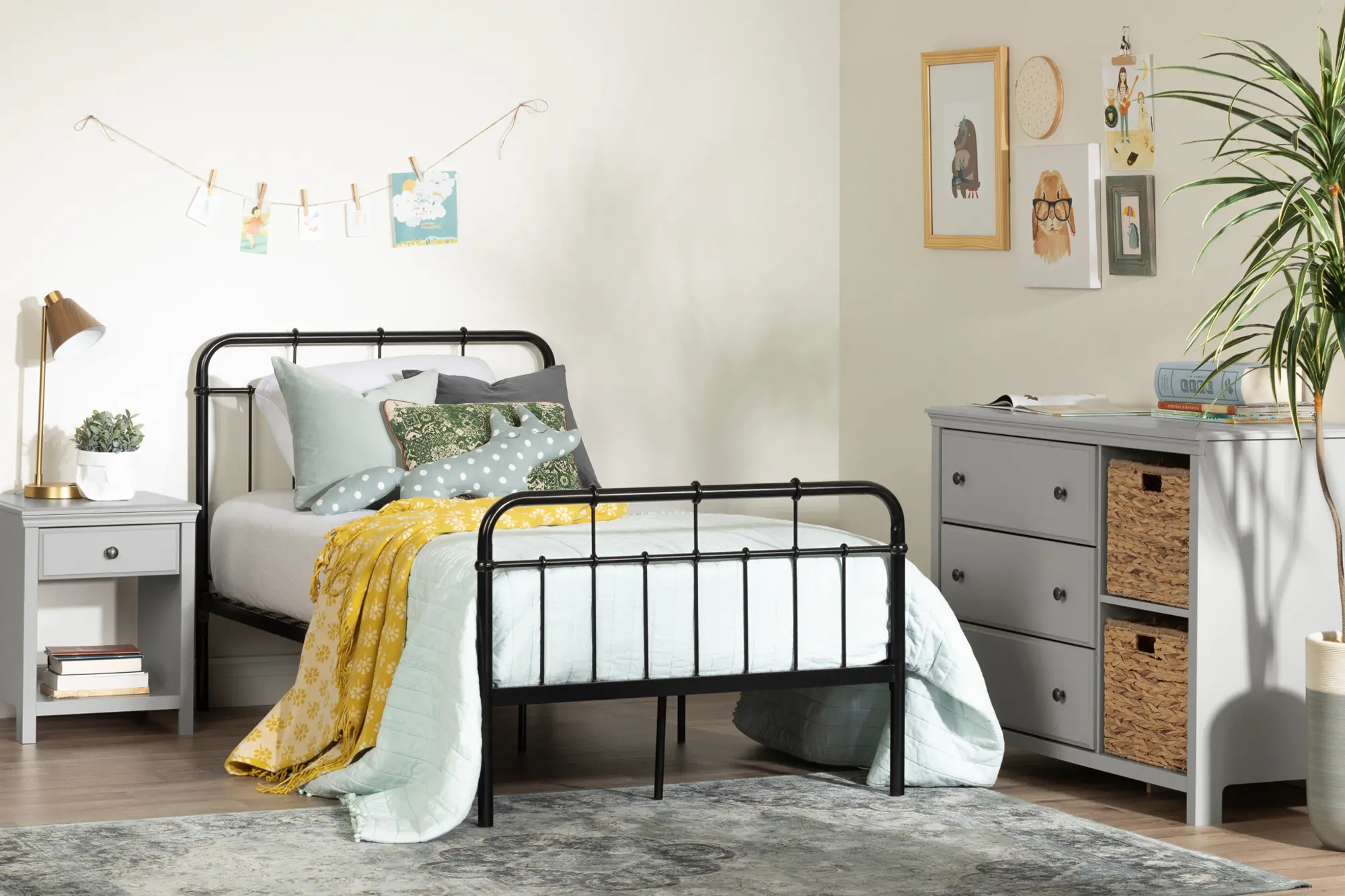 Cotton Candy Black Twin Metal Bed - South Shore